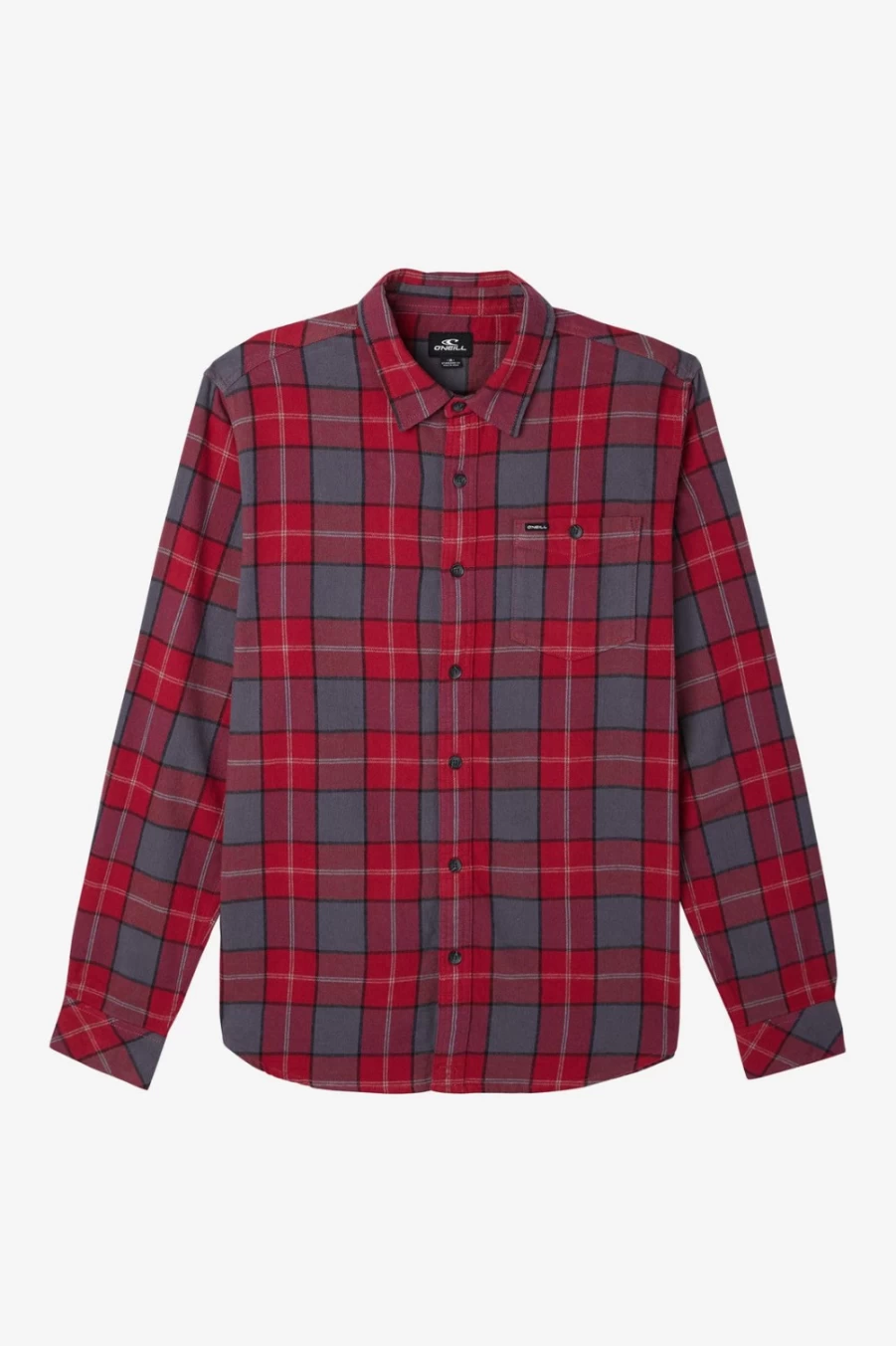O'Neill Men's Red Mond Plaid Stretch Flannel Shirt