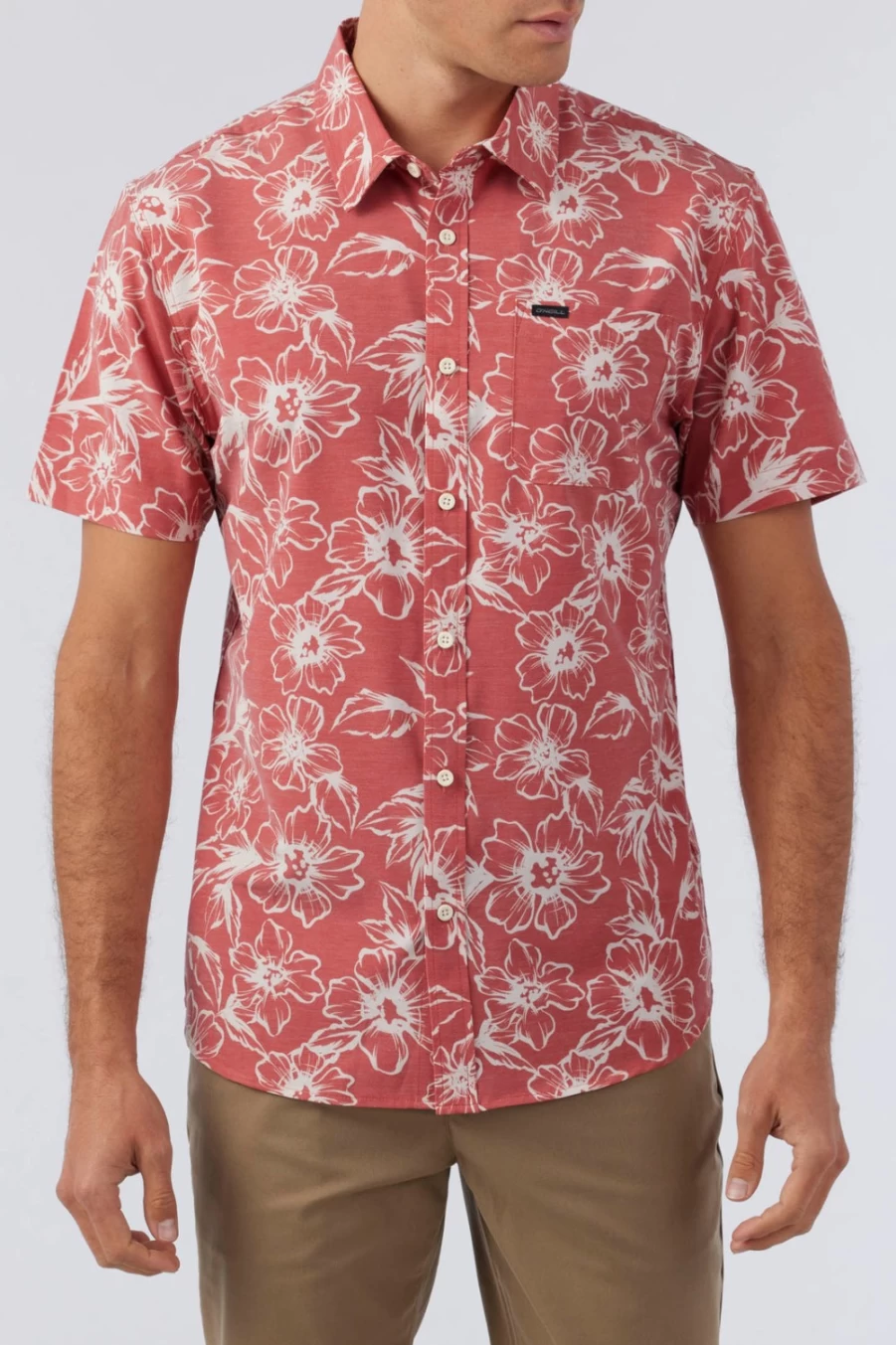 O'Neill Men's TRVLR UPF Traverse Standard Shirt in Picante - Sun Protection Travel Shirt