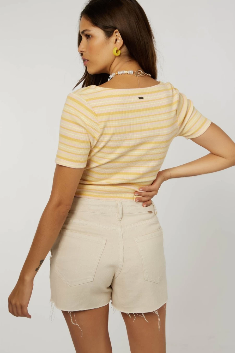 O'Neill Women's Straw Carina Stripe Top - Casual Striped Shirt for Women