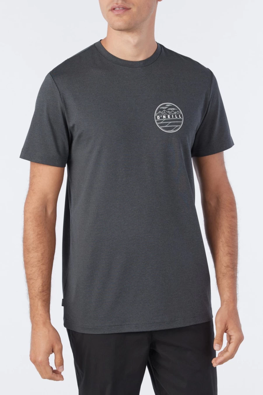 O'Neill Men's TRVLR UPF T-Shirt in Heather Black - Sun Protective Tee for Travel & Outdoor