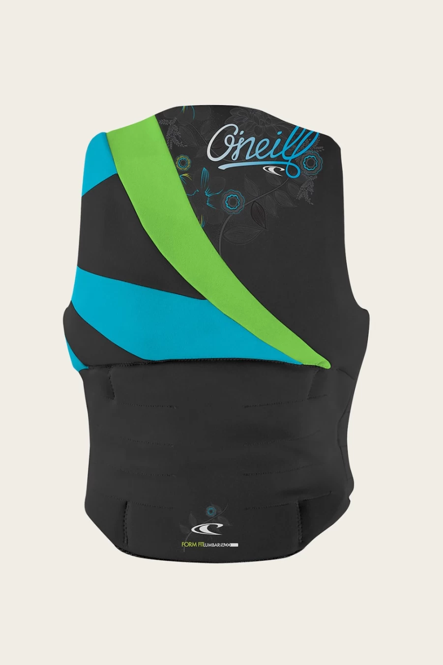 O'Neill Women's Siren USCG Vest - Blk/Dayglo/Turq Life Jacket for Water Safety
