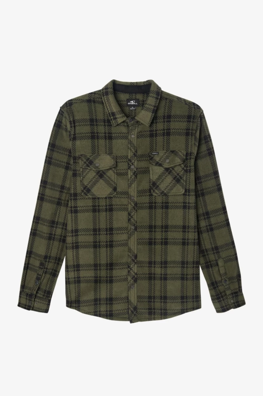 O'Neill Men's Dark Olive Glacier Plaid Superfleece Flannel Shirt