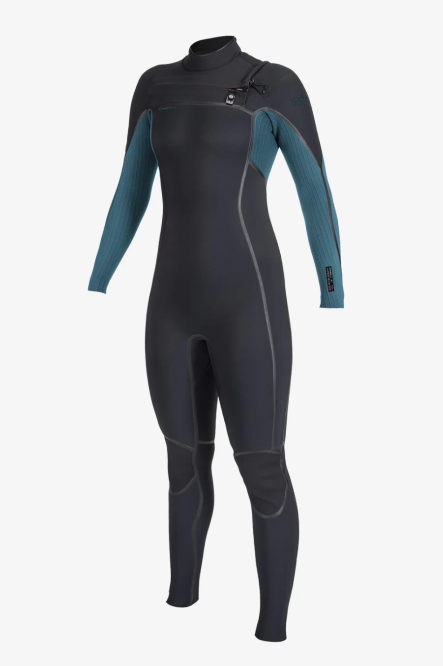O'Neill Women's Hyperfreak Fire 4/3mm Chest Zip Full Wetsuit - Black/Tidepool