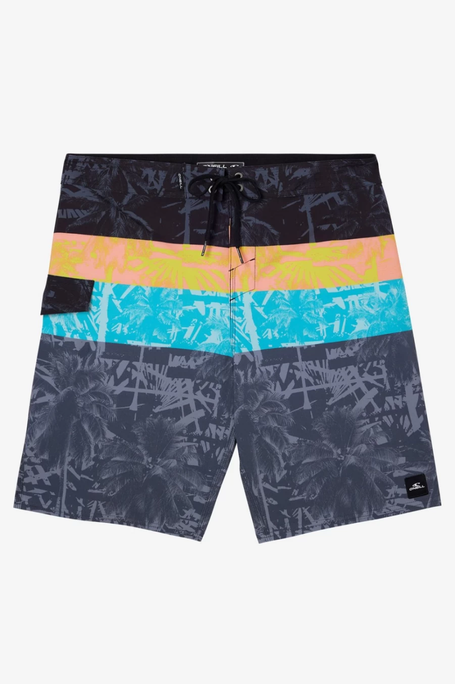 O'Neill Men's 20" Black Boardshorts - Lennox Print Swim Trunks