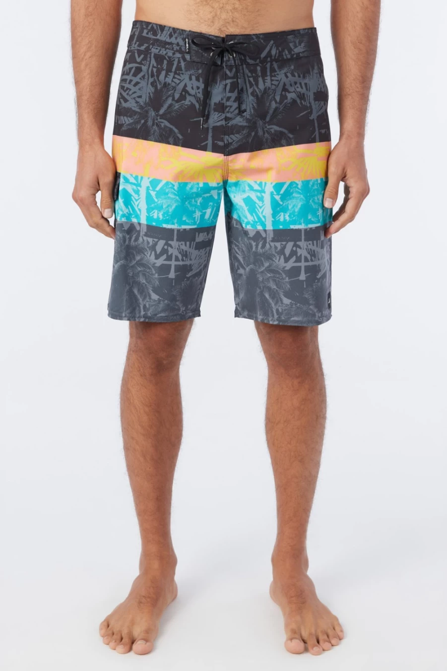 O'Neill Men's 20" Black Boardshorts - Lennox Print Swim Trunks