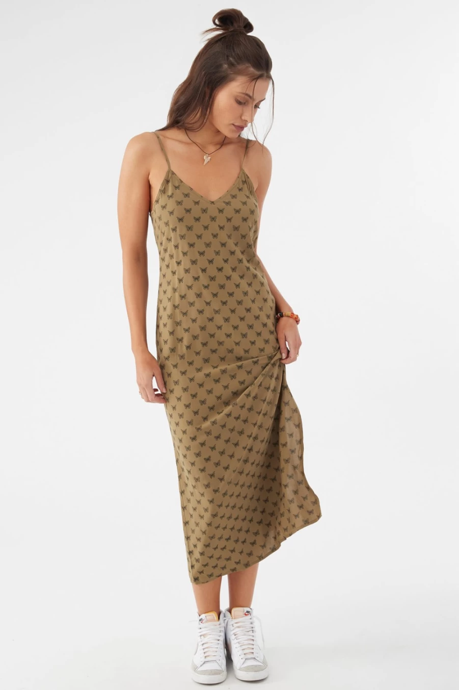 O'Neill Women's Izzy Olive Midi Dress - Casual Flowy Boho Style