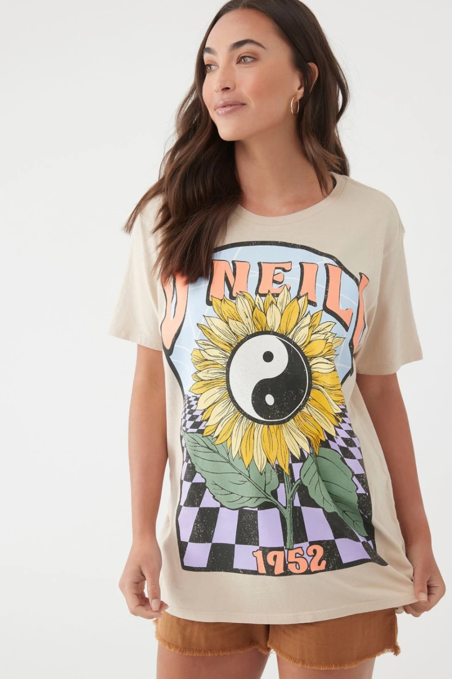 O'Neill Women's Stone Check Me Out Tee - Stylish Casual T-Shirt