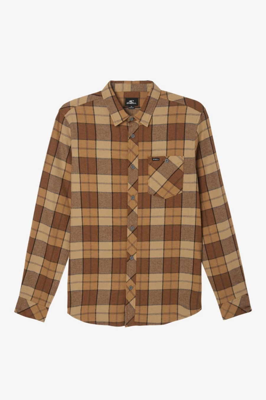 O'Neill Men's Brown Redmond Plaid Stretch Flannel Shirt
