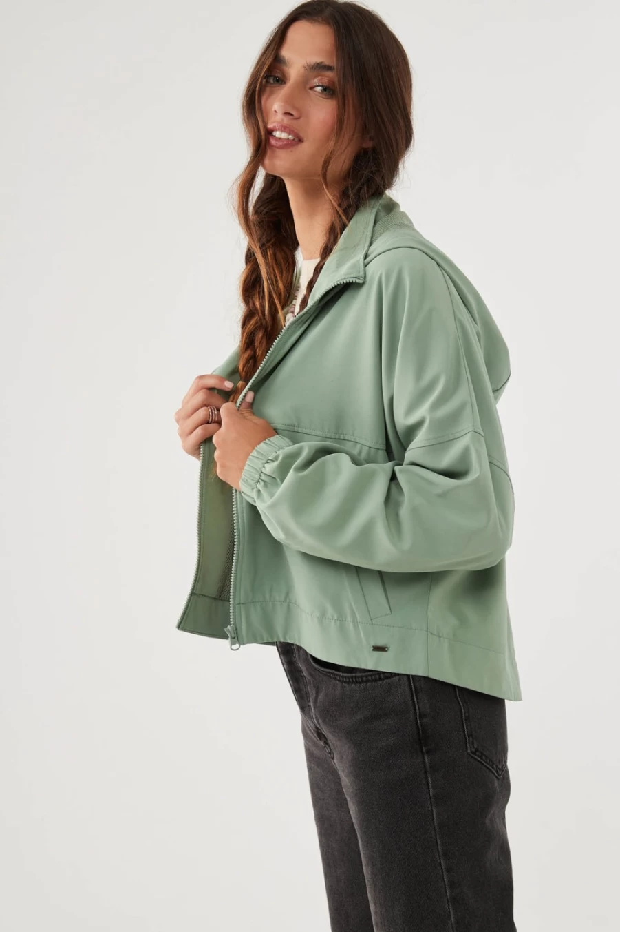 O'Neill Women's Layton Hybrid Jacket in Sage - Lightweight Waterproof Outdoor Coat
