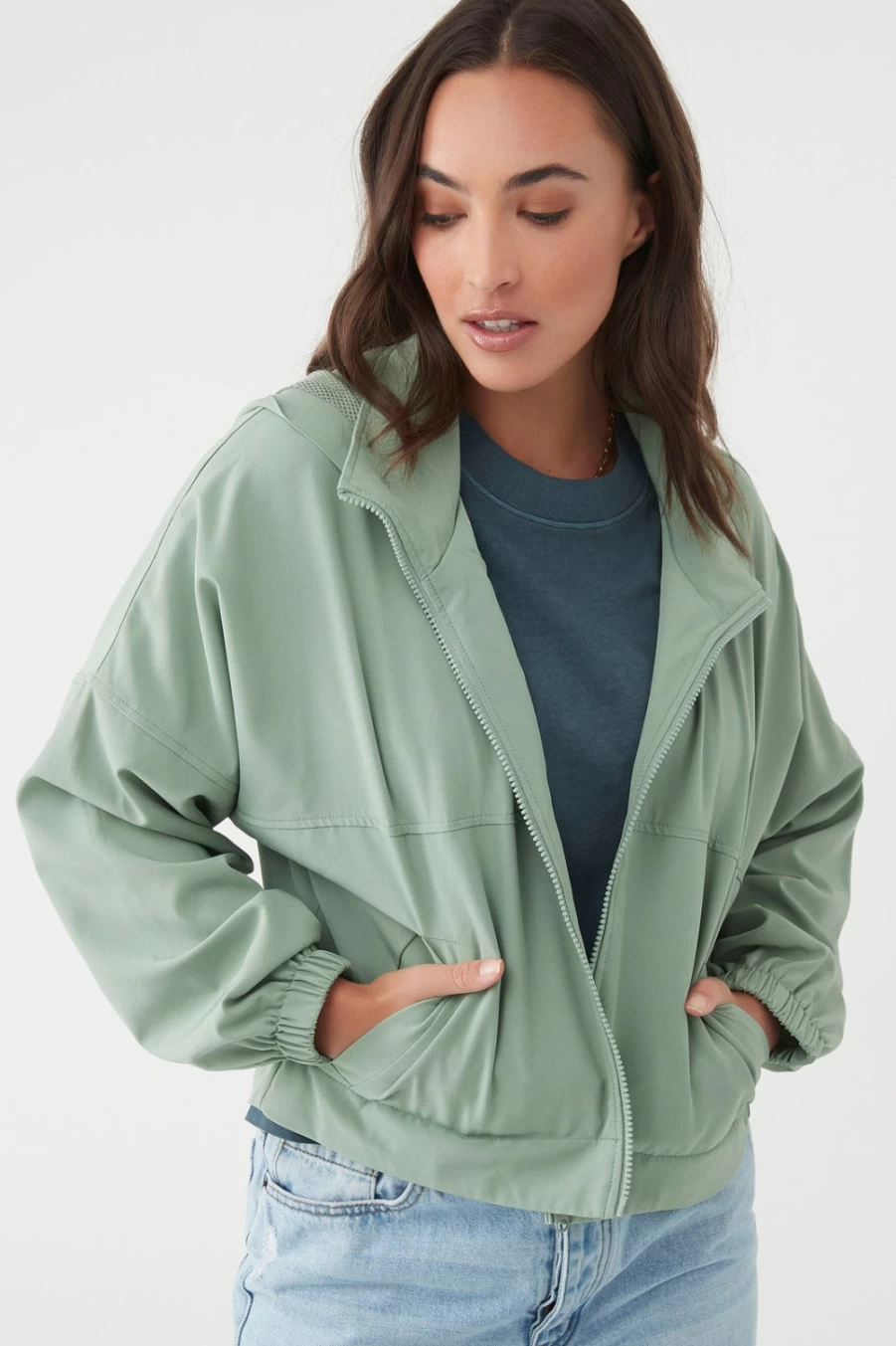 O'Neill Women's Layton Hybrid Jacket in Sage - Lightweight Waterproof Outdoor Coat