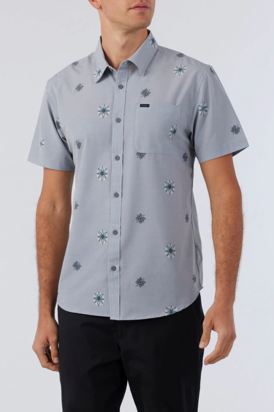 O'Neill Men's Light Grey TRVLR UPF Traverse Standard Shirt - Sun Protection Travel Shirt