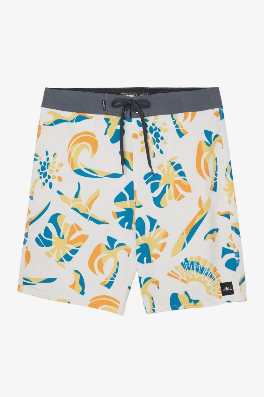 O'Neill Men's Hyperfreak Mysto 20" Boardshorts in Cream - Quick-Dry Swim Trunks for Surf & Beach