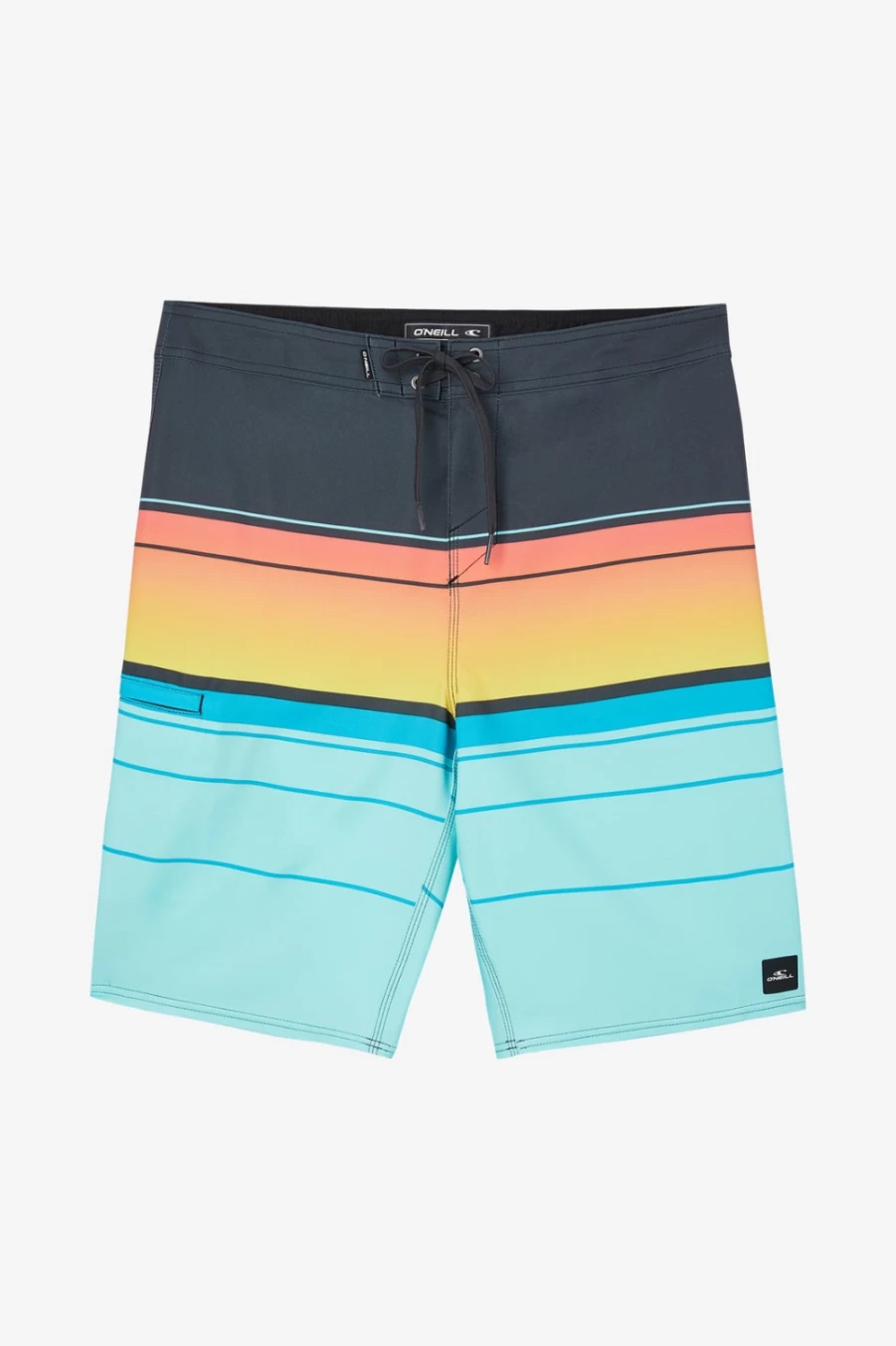 O'Neill Men's Hyperfreak Heat Stripe 21" Boardshorts - Turquoise Swim Trunks for Surfing & Beach