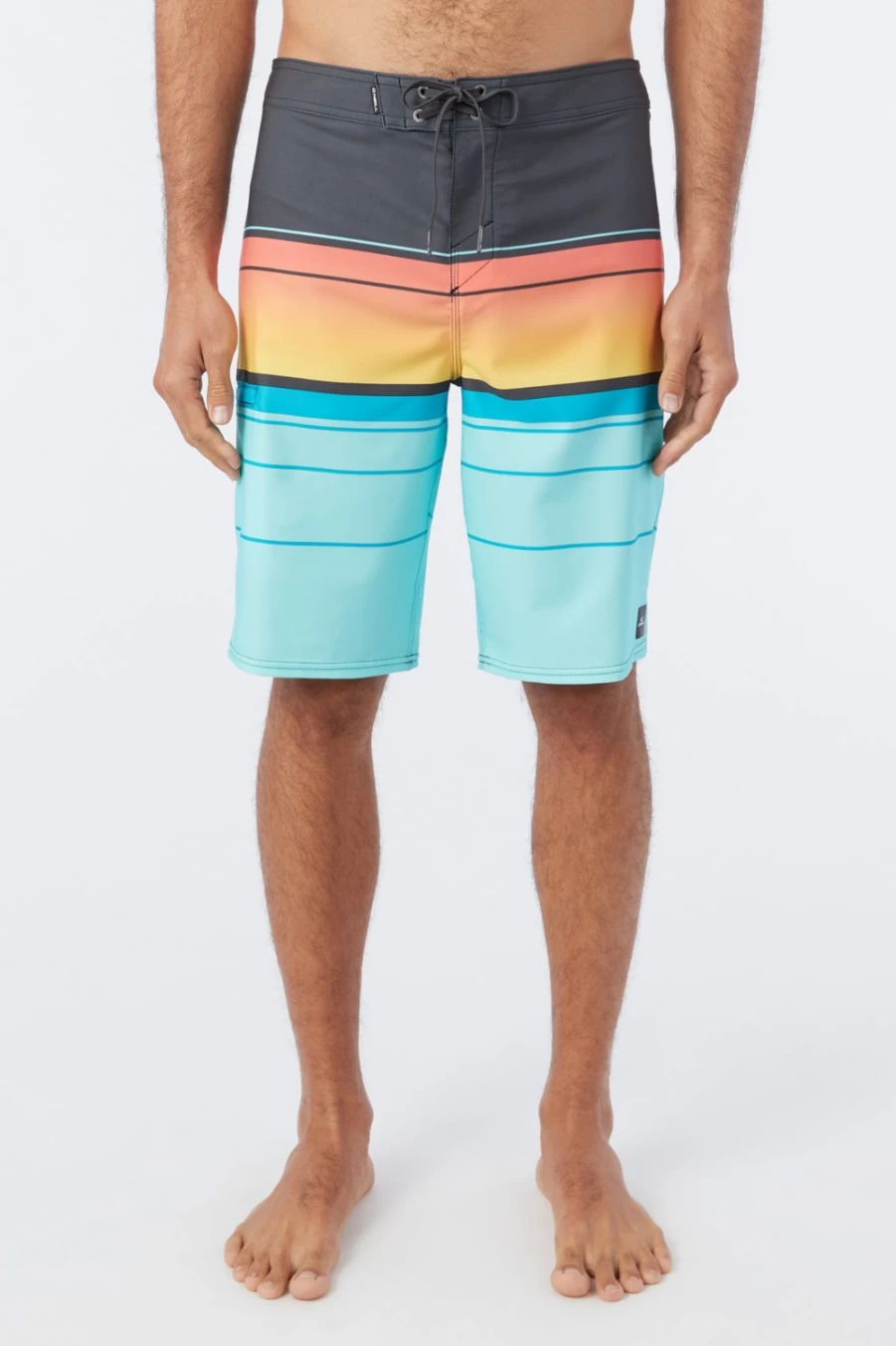 O'Neill Men's Hyperfreak Heat Stripe 21" Boardshorts - Turquoise Swim Trunks for Surfing & Beach