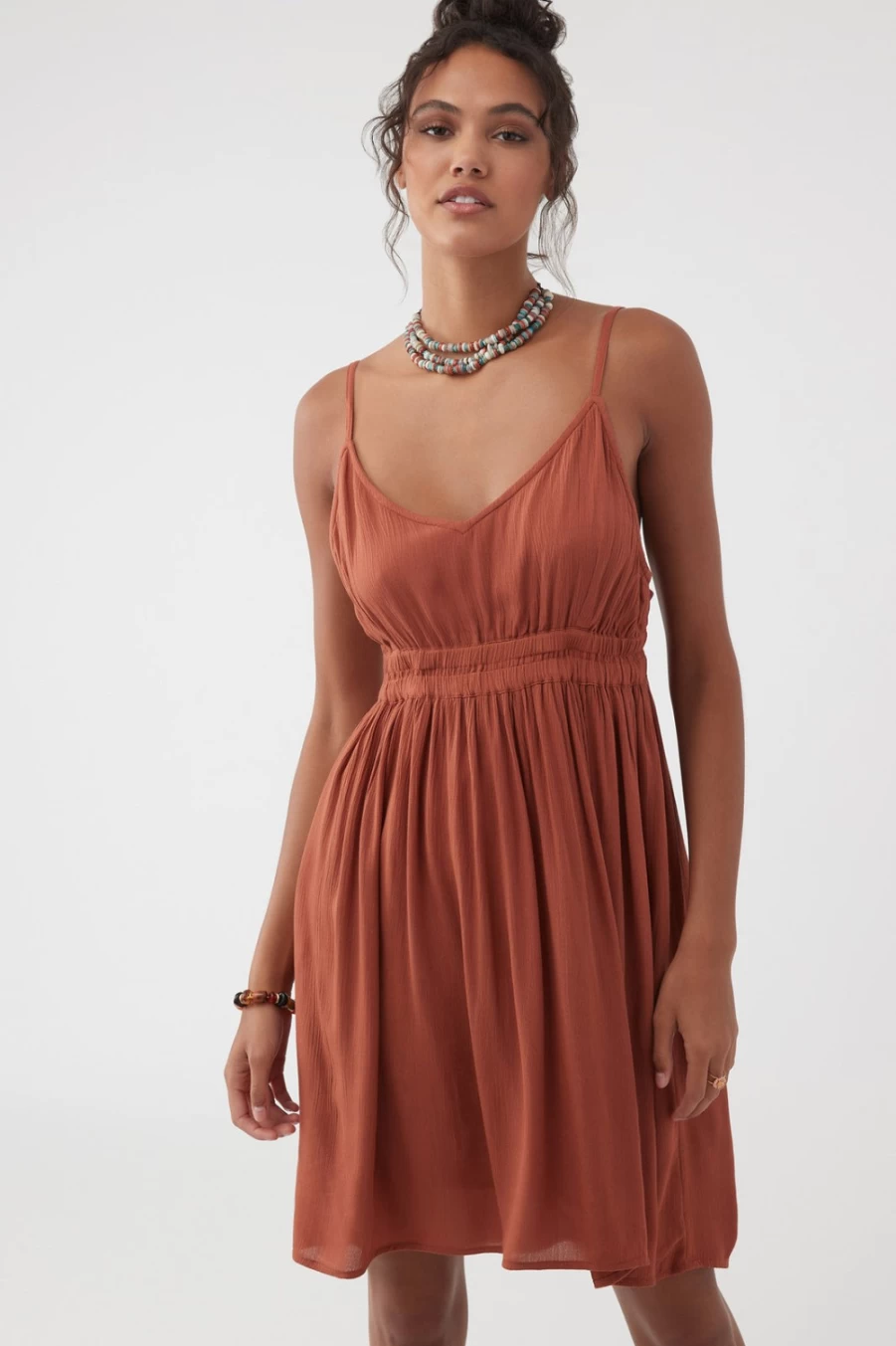 O'Neill Women's Kenzie Dress in Rustic Brown - Casual Boho Style Maxi Dress