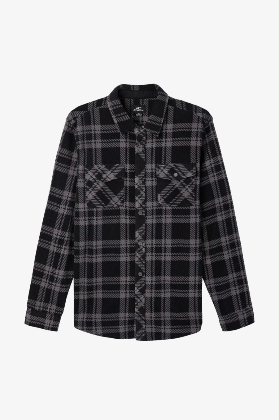 O'Neill Men's Black Glacier Plaid Superfleece Flannel Shirt