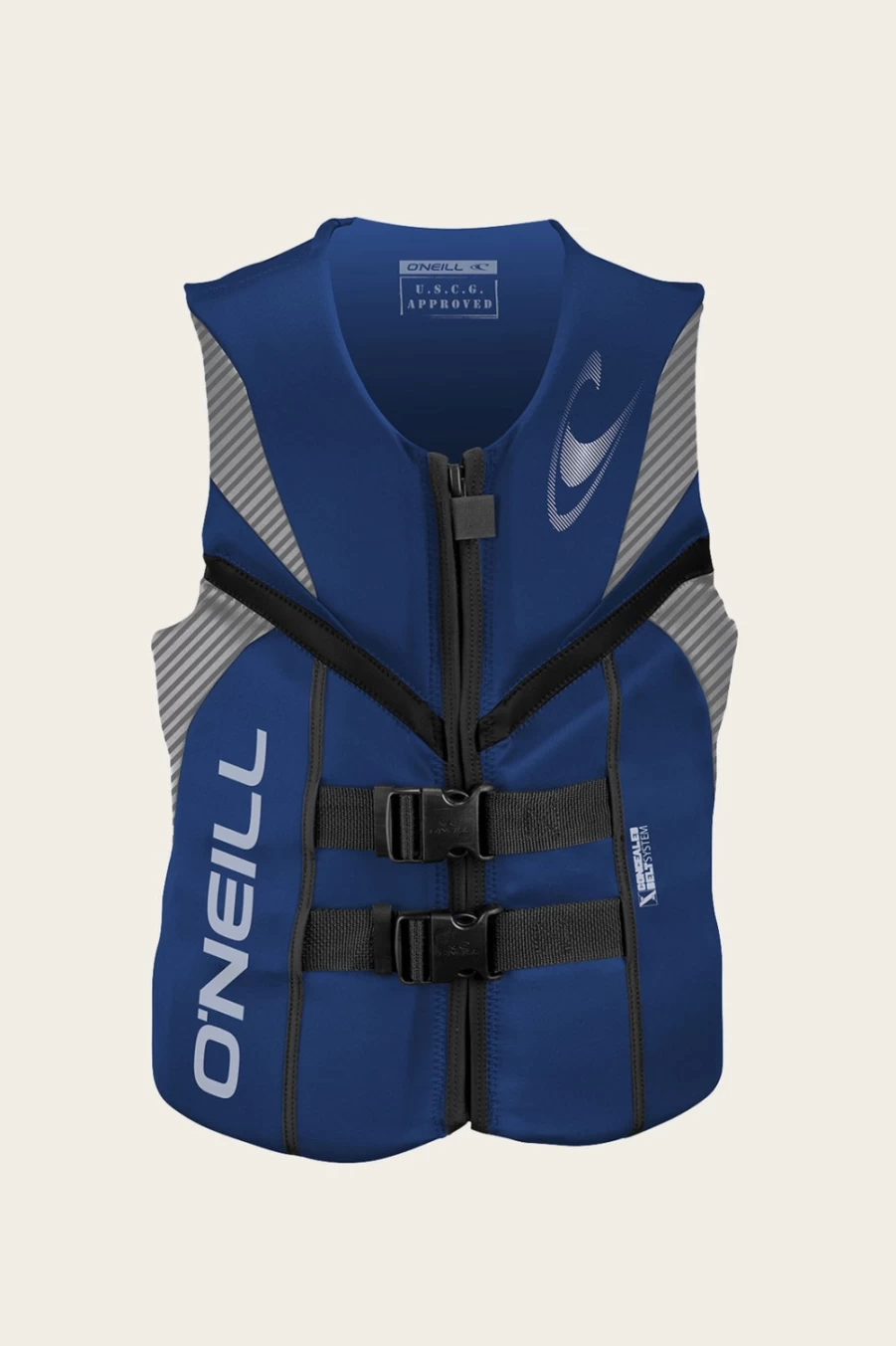 O'Neill Men's Reactor USCG Life Vest - PAC/Lunar/Blk, Adult Safety PFD for Water Sports