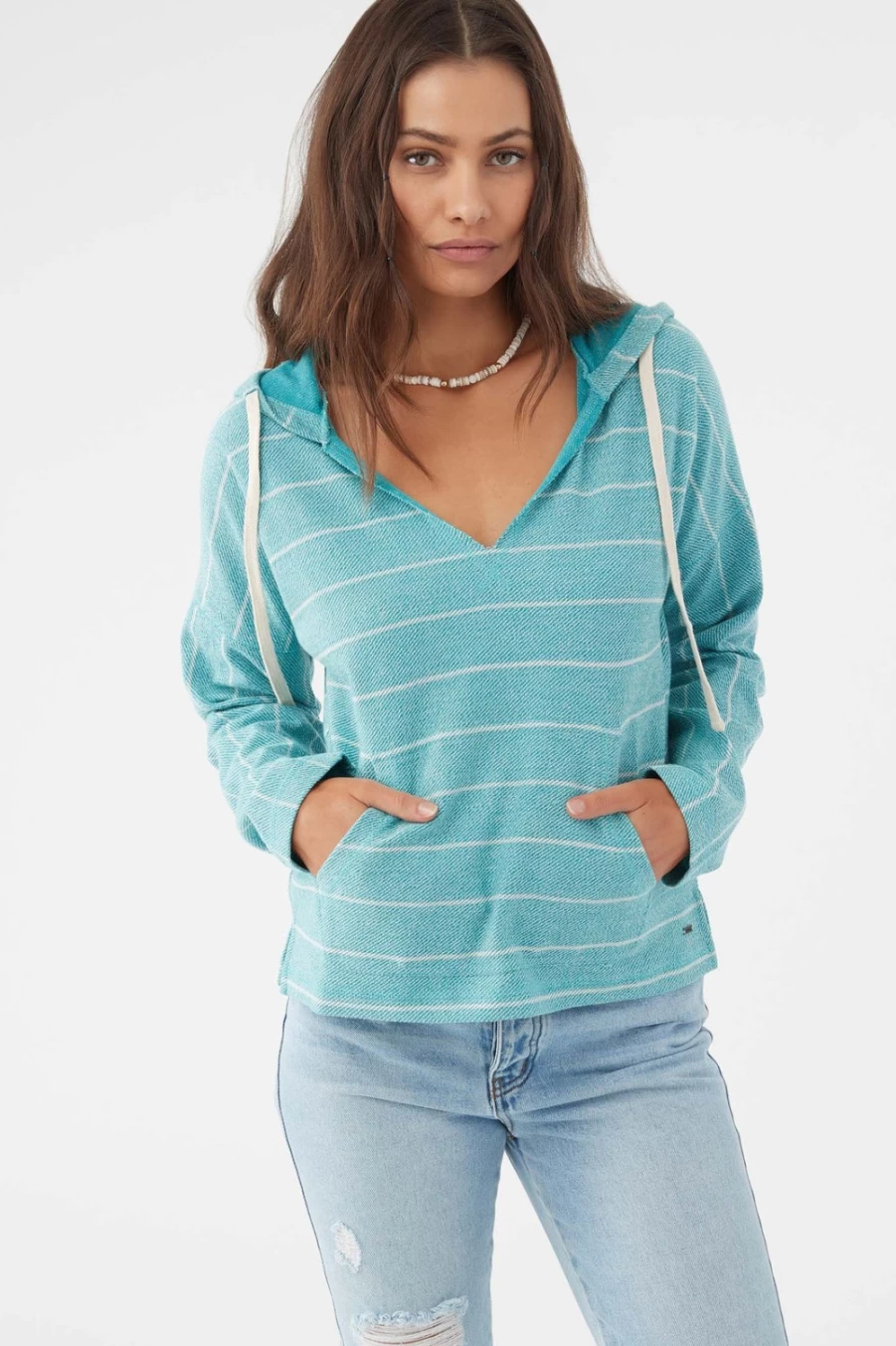 O'Neill Women's Teal Rosarito Hooded Pullover Sweatshirt