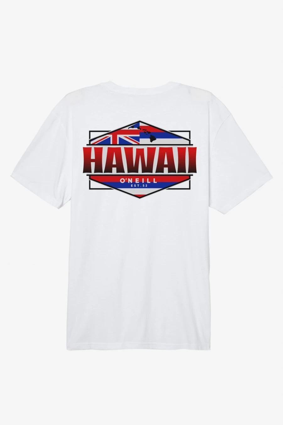 O'Neill Men's White Hawaii Flag T-Shirt - Casual Short Sleeve Tee