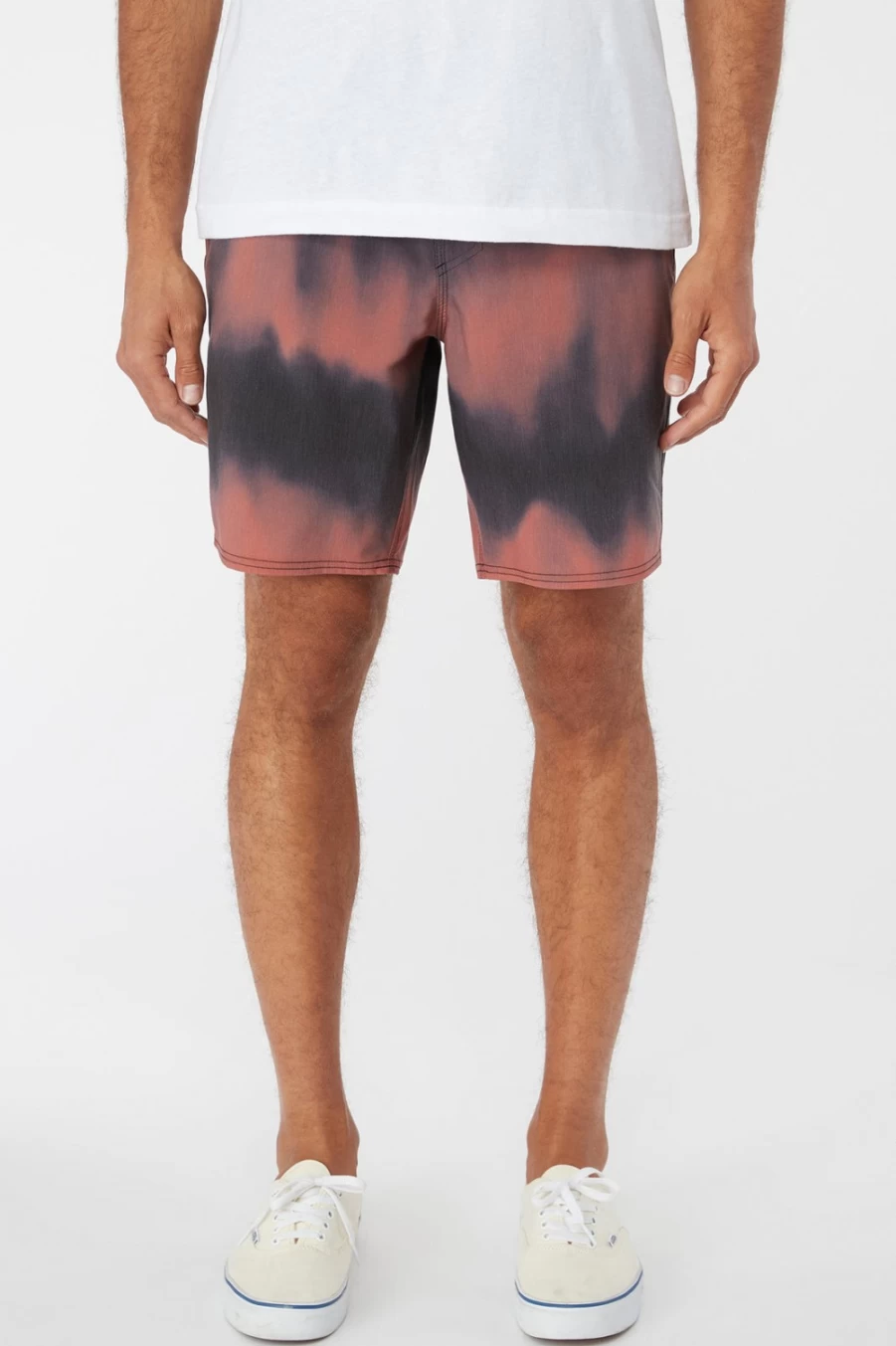 O'Neill Men's Stockton Print E-Waist 18" Hybrid Shorts in Mahogany