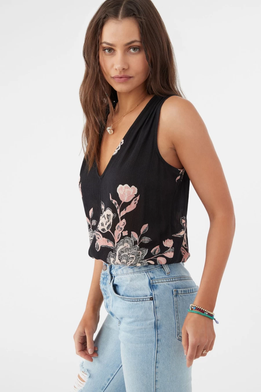 O'Neill Women's Lainie Floral Top in Black - Floral Print Blouse