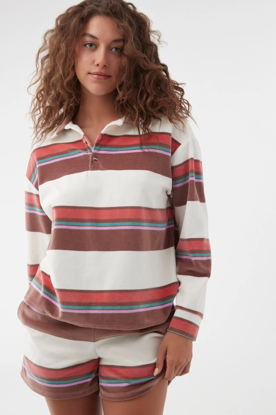 O'Neill Women's Nutmeg Velour Polo Top - Hobbs Style Comfort Fit