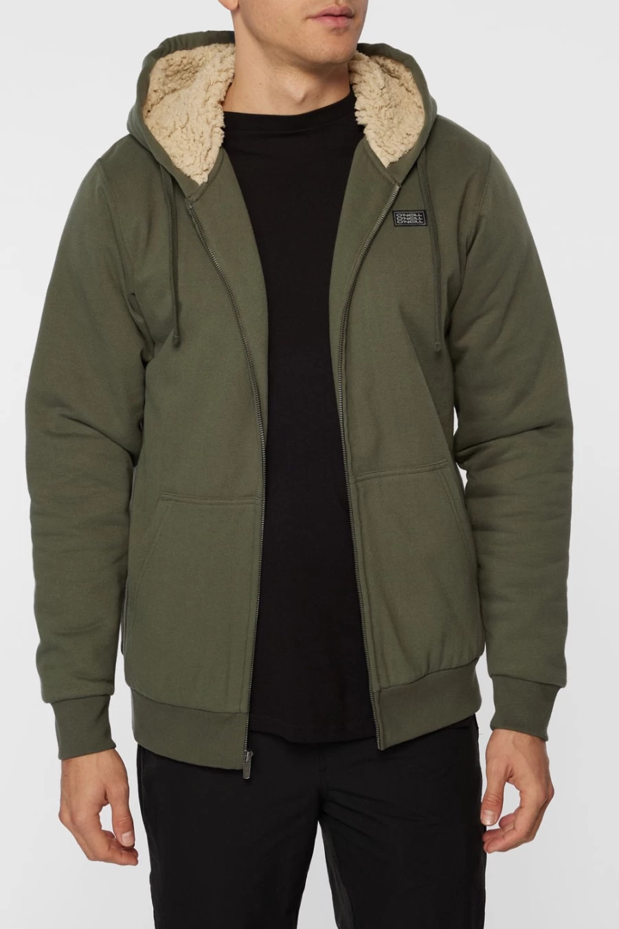 O'Neill Men's Fifty Two Sherpa Fleece Jacket in Olive - Warm & Cozy Sherpa-Lined Outerwear