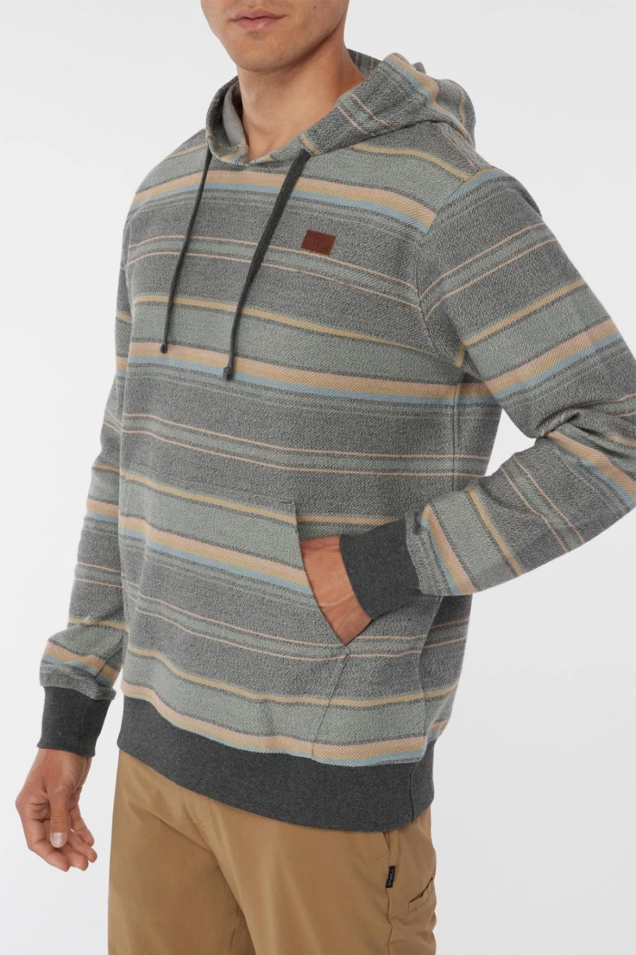 O'Neill Men's Black Bavaro Striped Pullover Fleece Jacket