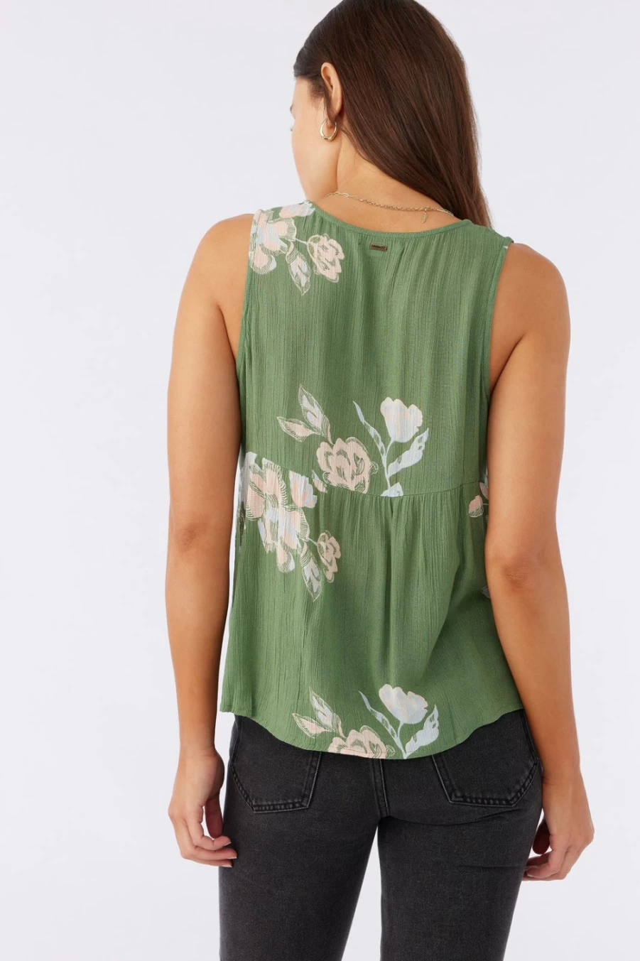 O'Neill Women's Chrystie Floral Top in Moss Green - Boho Chic Blouse