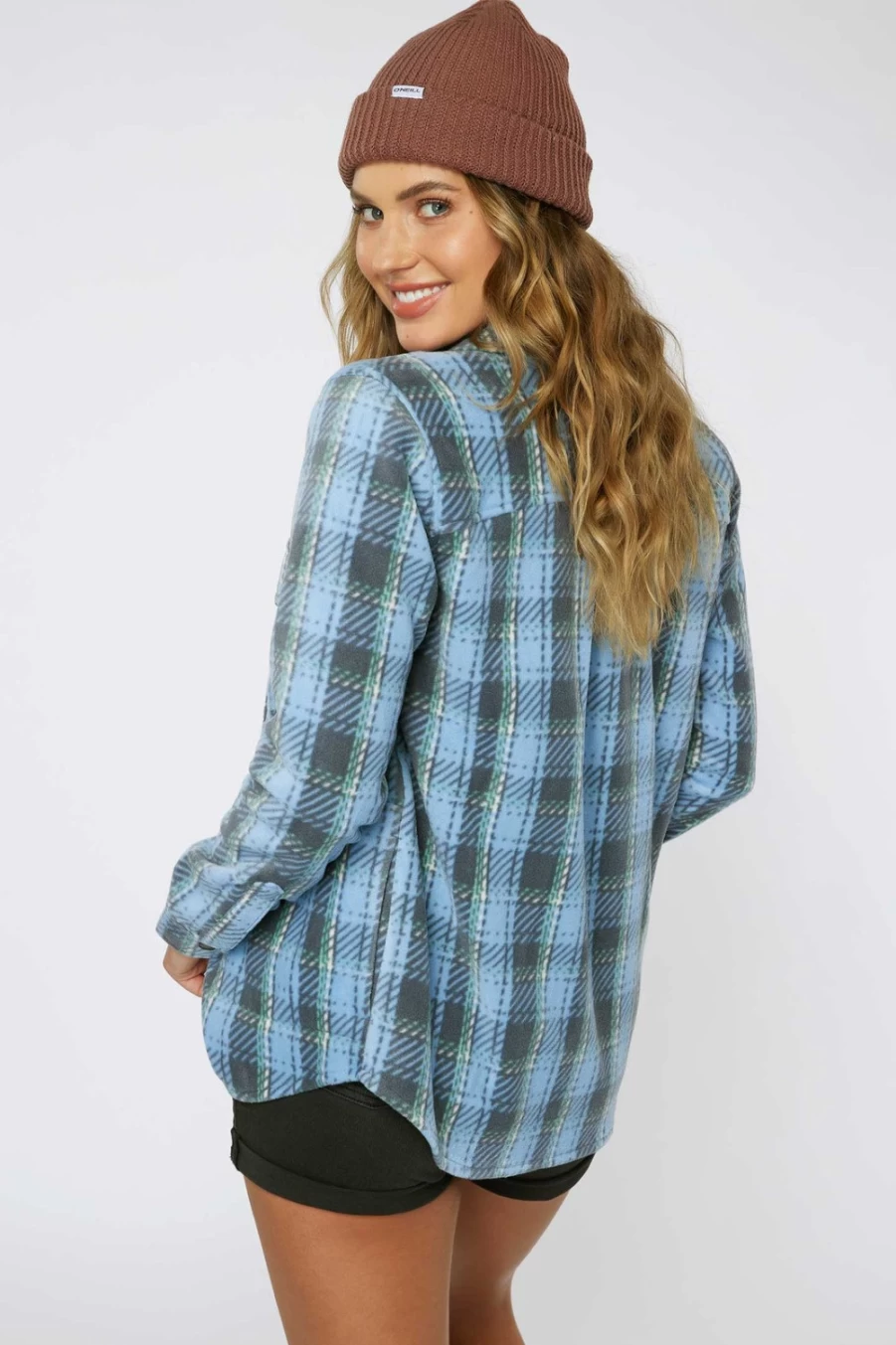 O'Neill Women's Coastal Blue Zuma Superfleece Flannel Top