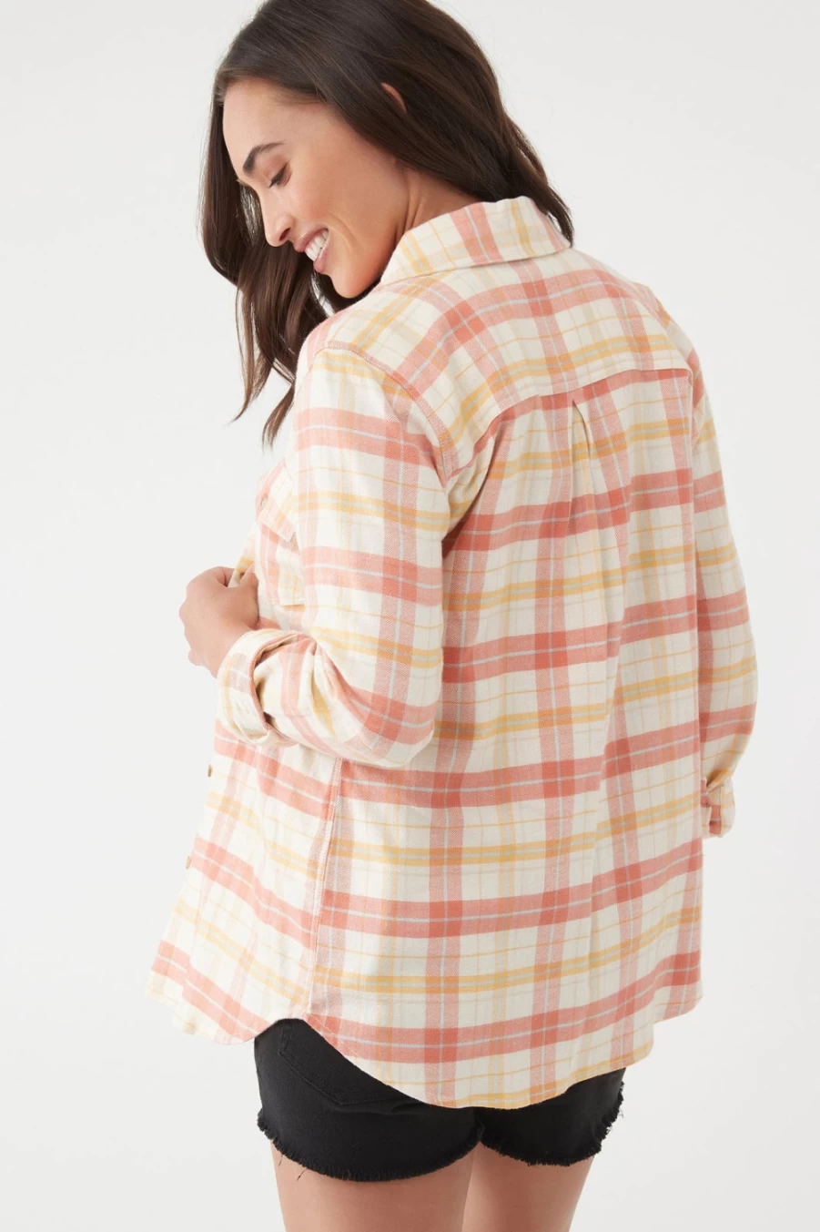 O'Neill Women's Mecca Flannel Long Sleeve Top - Nash Style Plaid Shirt