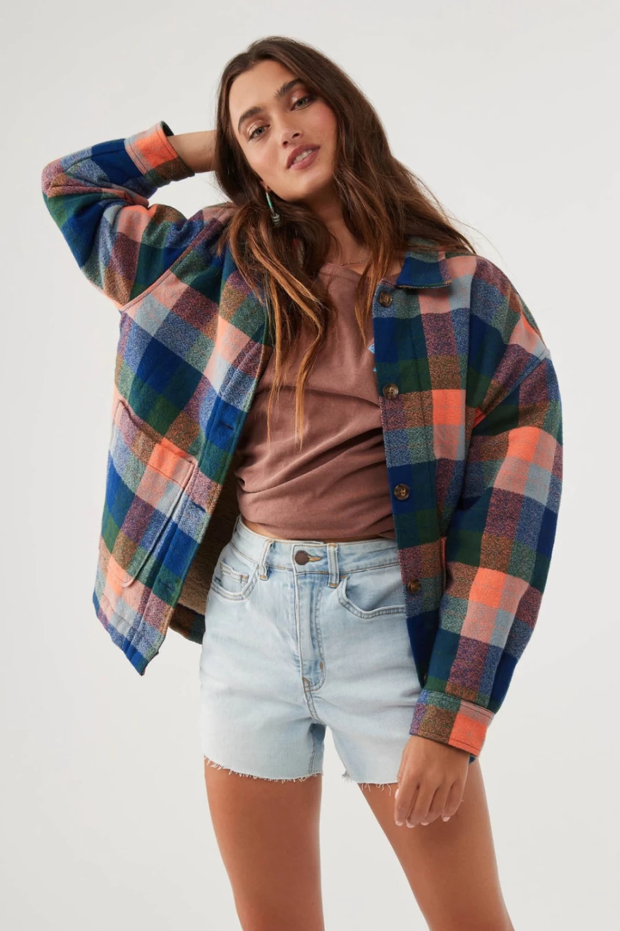 O'Neill Women's Twilight Blue Petrina Flannel Shirt Jacket