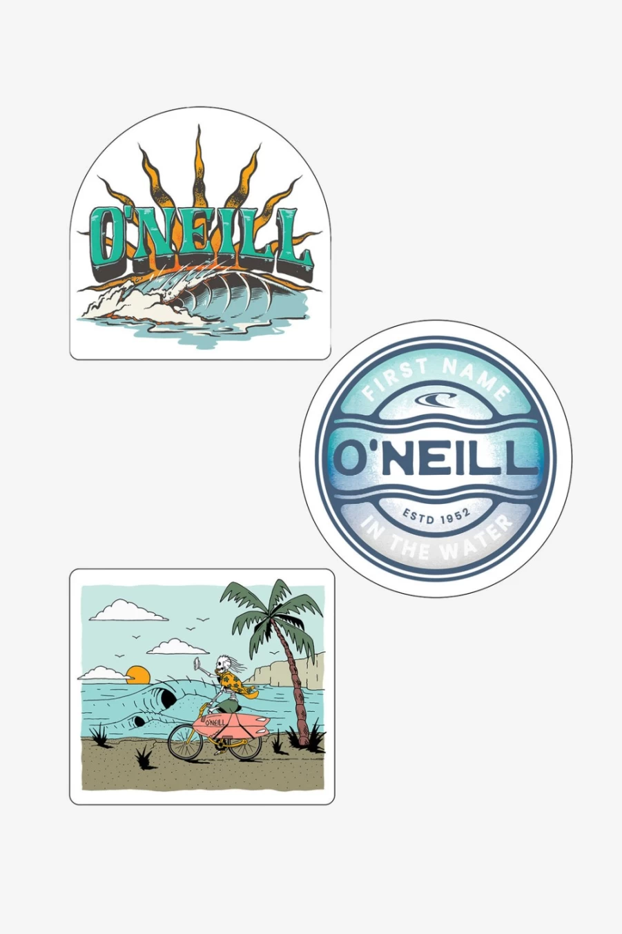 O'Neill Men's Sticker 3-Pack - Premium Decorative Stickers for Surf, Skate & Outdoor Enthusiasts