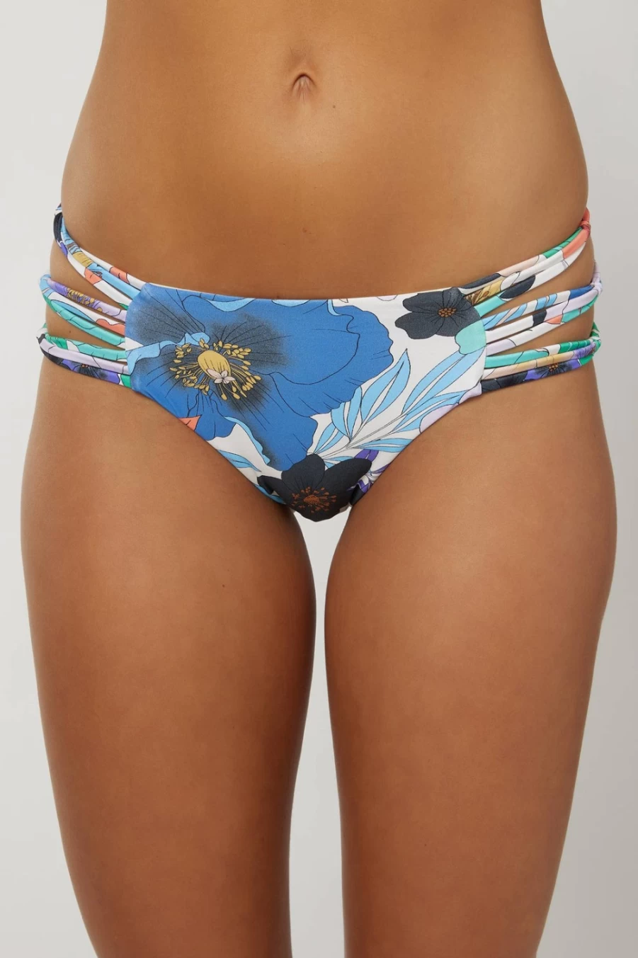 O'Neill Women's Abbie Floral Print Boulders Tab Side Full Bottoms Swim Bottoms in Multiclr