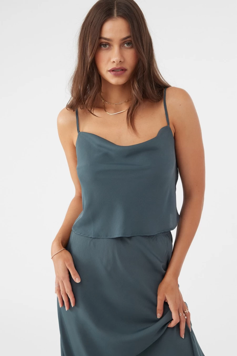 O'Neill Women's Slate Satin Tank Top - Judy Style Comfort Fit