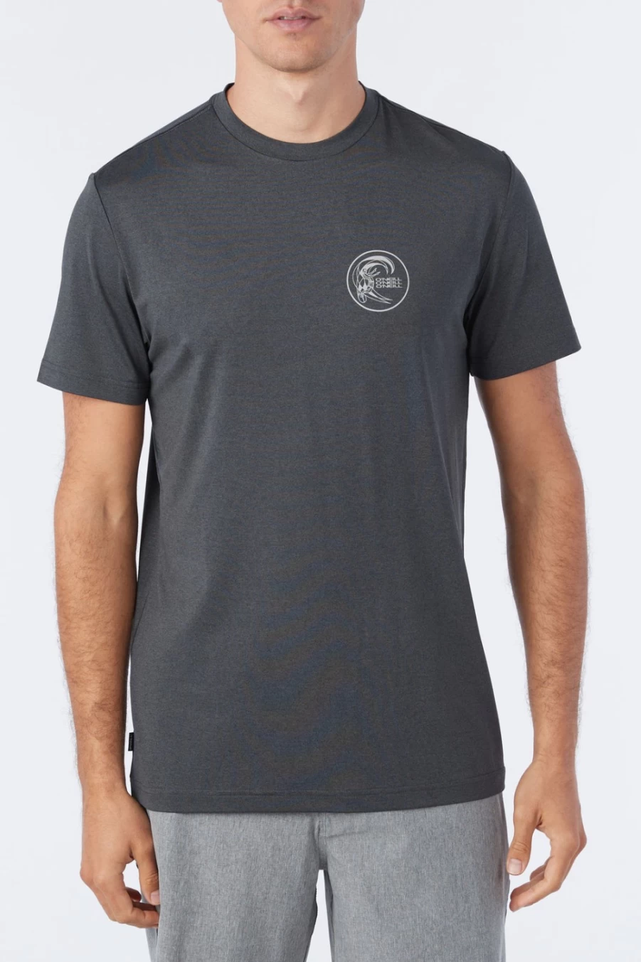 O'Neill Men's TRVLR UPF Staple Tee Shirt in Heatherblack - Sun Protection Comfort Fit