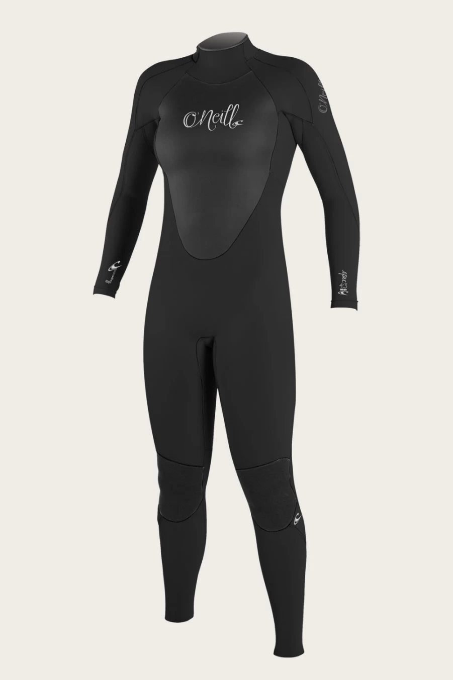 O'Neill Women's Epic 4/3mm Back Zip Full Wetsuit - Black/Black (Blk/Blk)