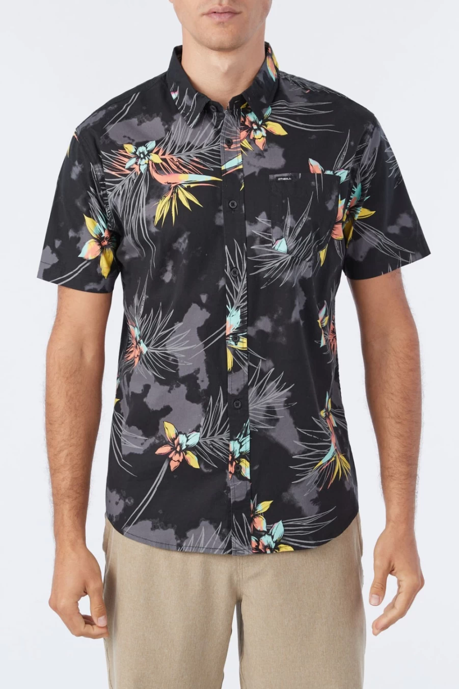 O'Neill Men's Black Quiver Stretch Standard Shirt - Comfort Fit Casual Wear