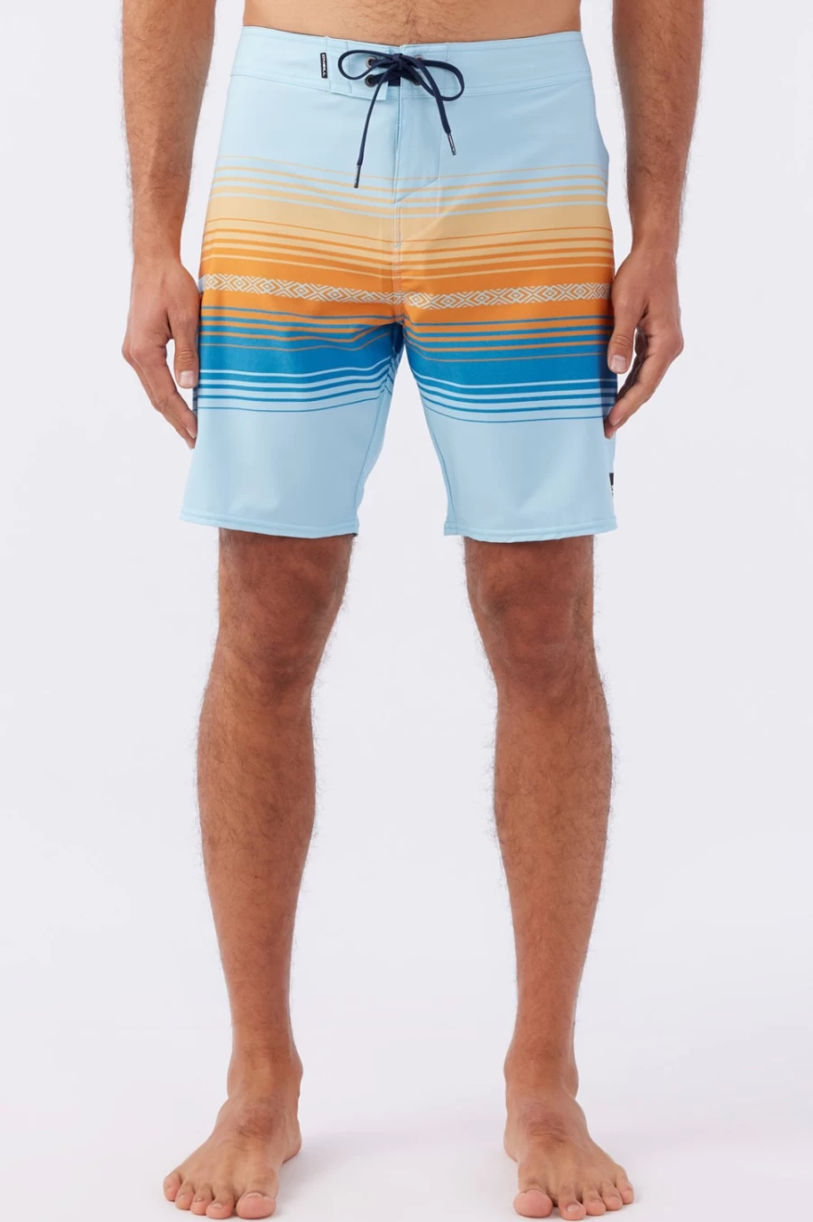 O'Neill Men's Hyperfreak Heat Stripe Line 19" Boardshorts - Sky Blue Surf Swim Trunks