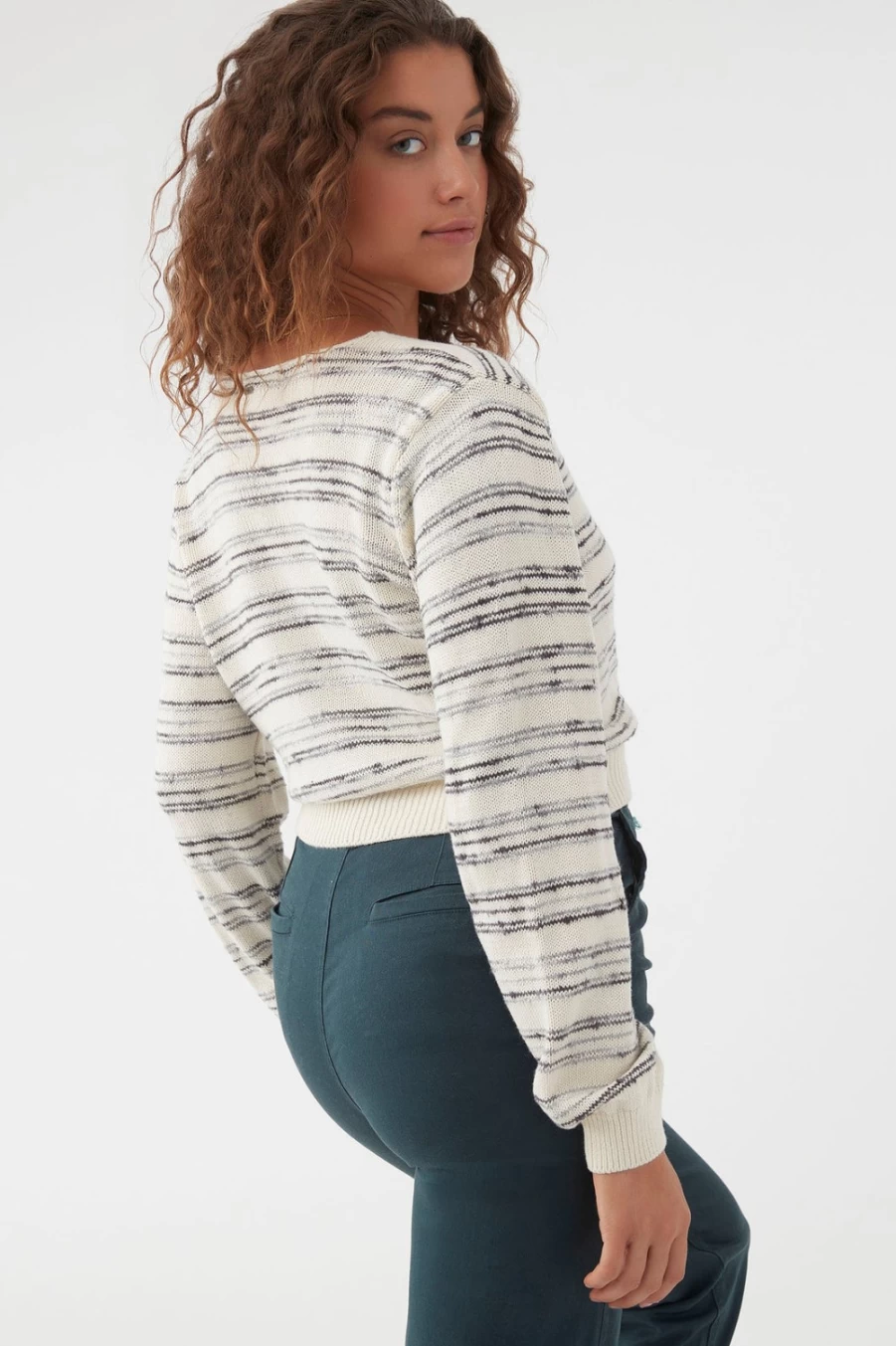 O'Neill Women's Winterwhite Seaside Wrap Stripe Sweater - Cozy Knit Top for Casual Wear