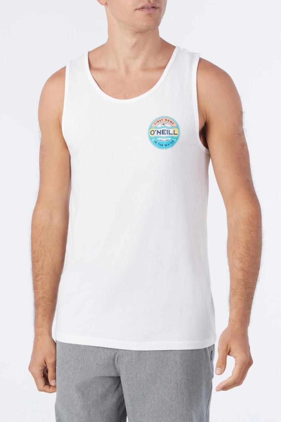 O'Neill Men's White Ripple Tank - Lightweight Comfortable Surf & Casual Wear