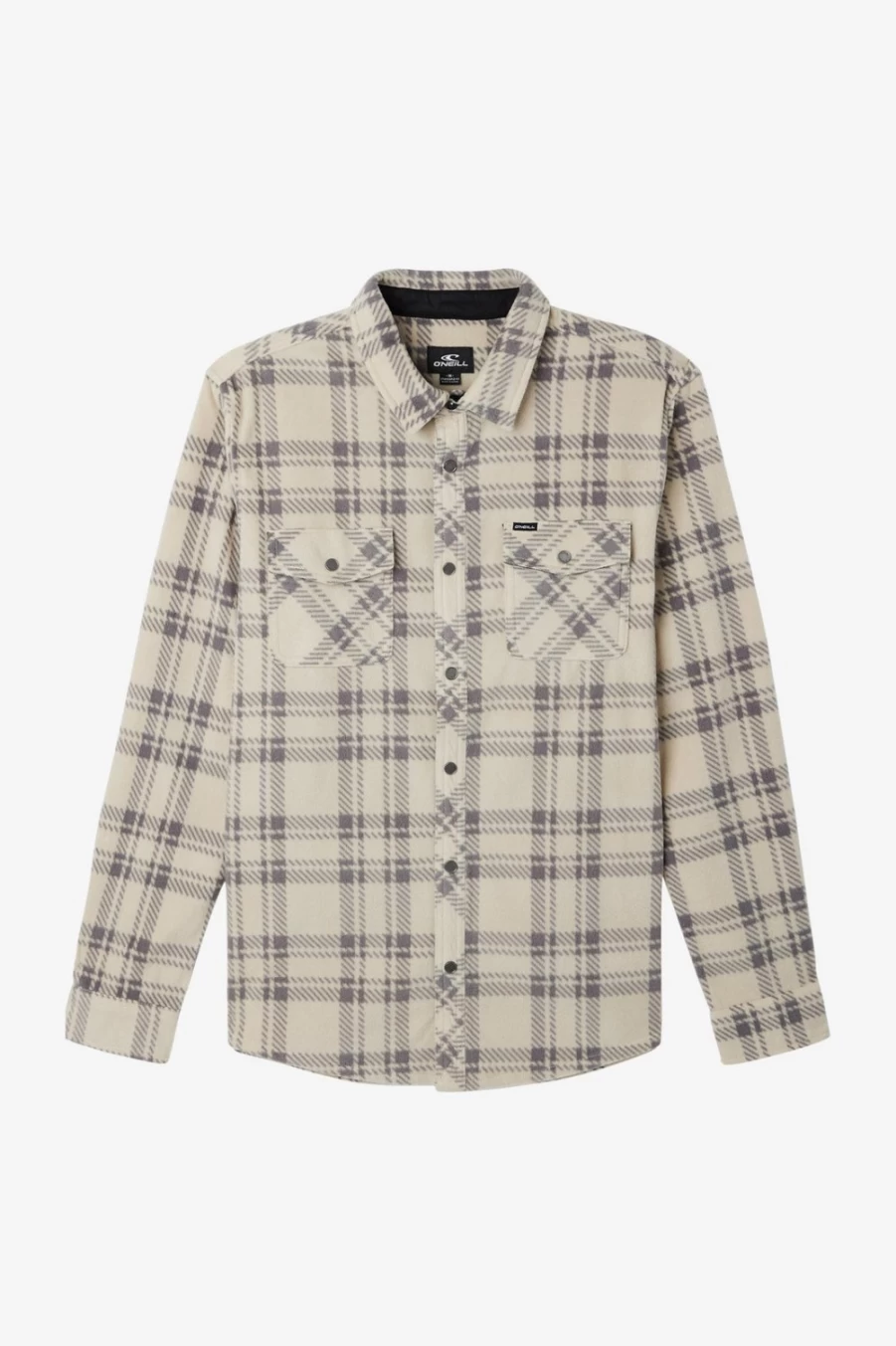 O'Neill Men's Glacier Plaid Superfleece Flannel Shirt in Khaki2 - Warm & Comfortable Fleece-Lined Flannel Top