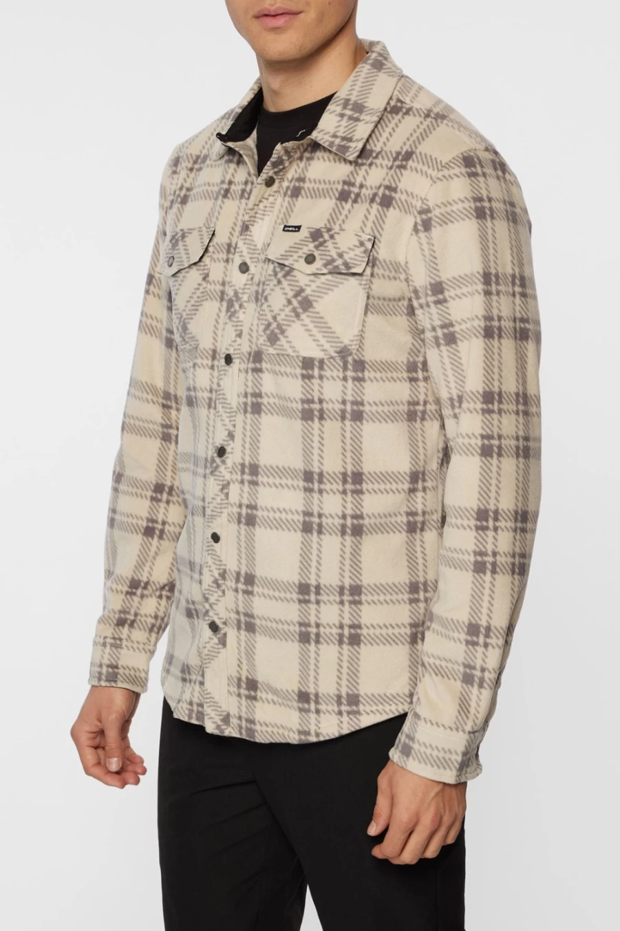 O'Neill Men's Glacier Plaid Superfleece Flannel Shirt in Khaki2 - Warm & Comfortable Fleece-Lined Flannel Top