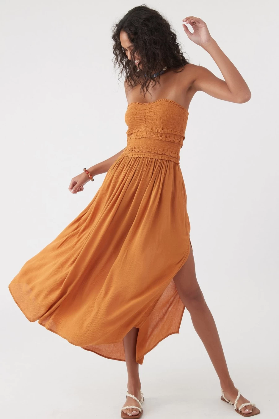 O'Neill Women's Devyn Midi Dress in Turmeric - Stylish Casual Summer Outfit