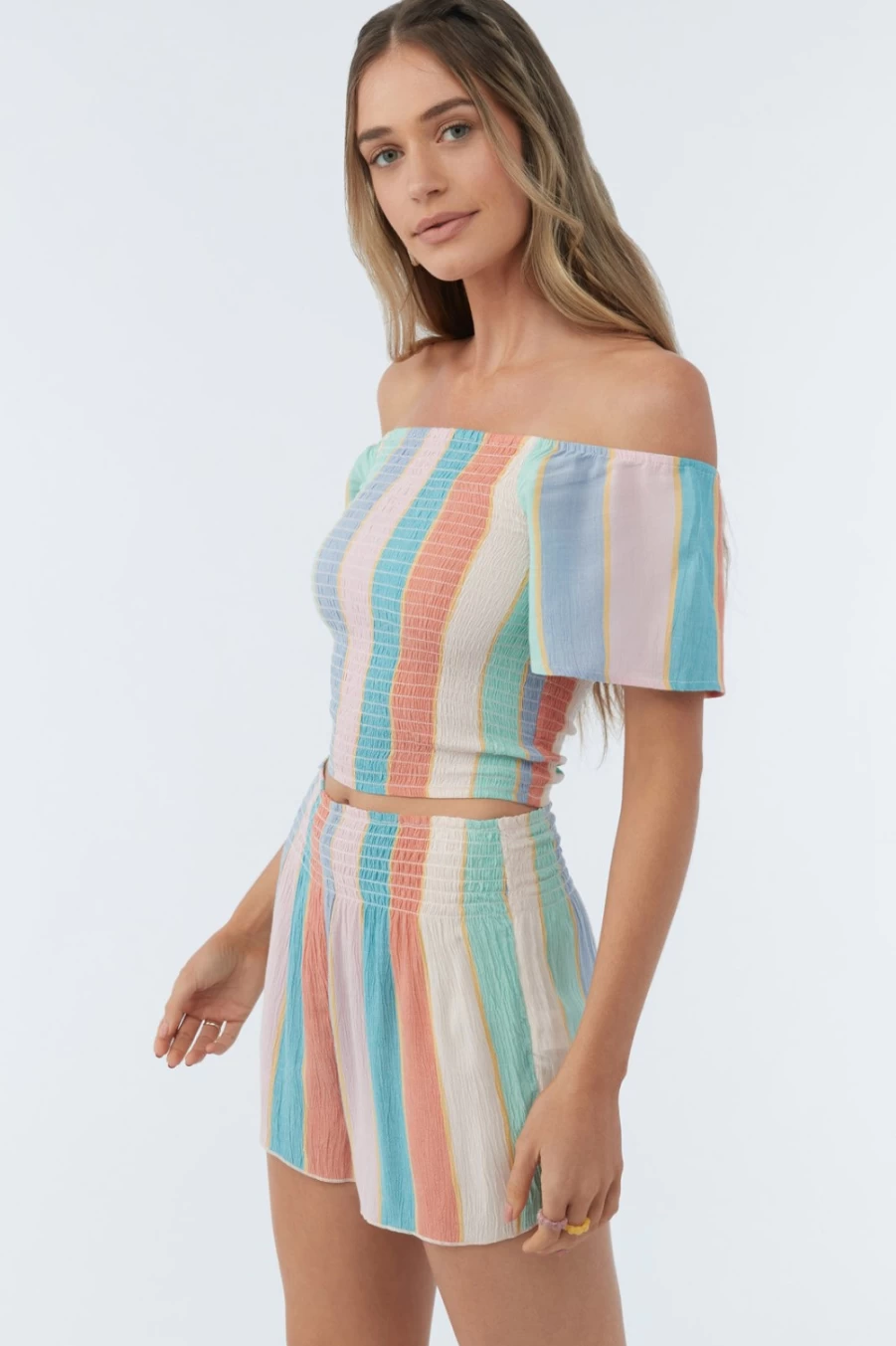 O'Neill Women's Multicolored Cove Stripe Shorts - Stylish & Comfortable Beachwear