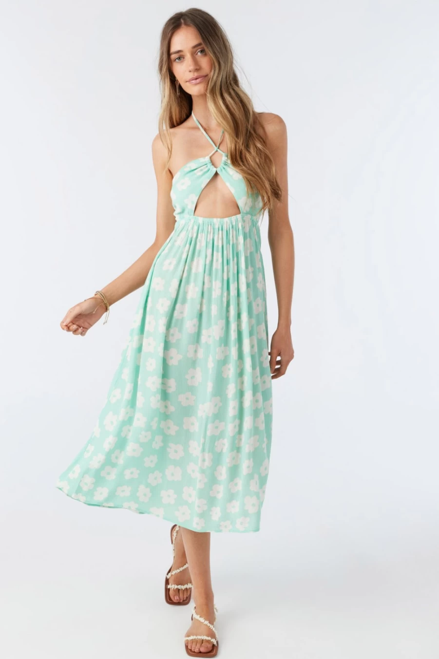 O'Neill Women's Lilybelle Midi Dress in Oceanwave - Flowy Beach Dress for Women