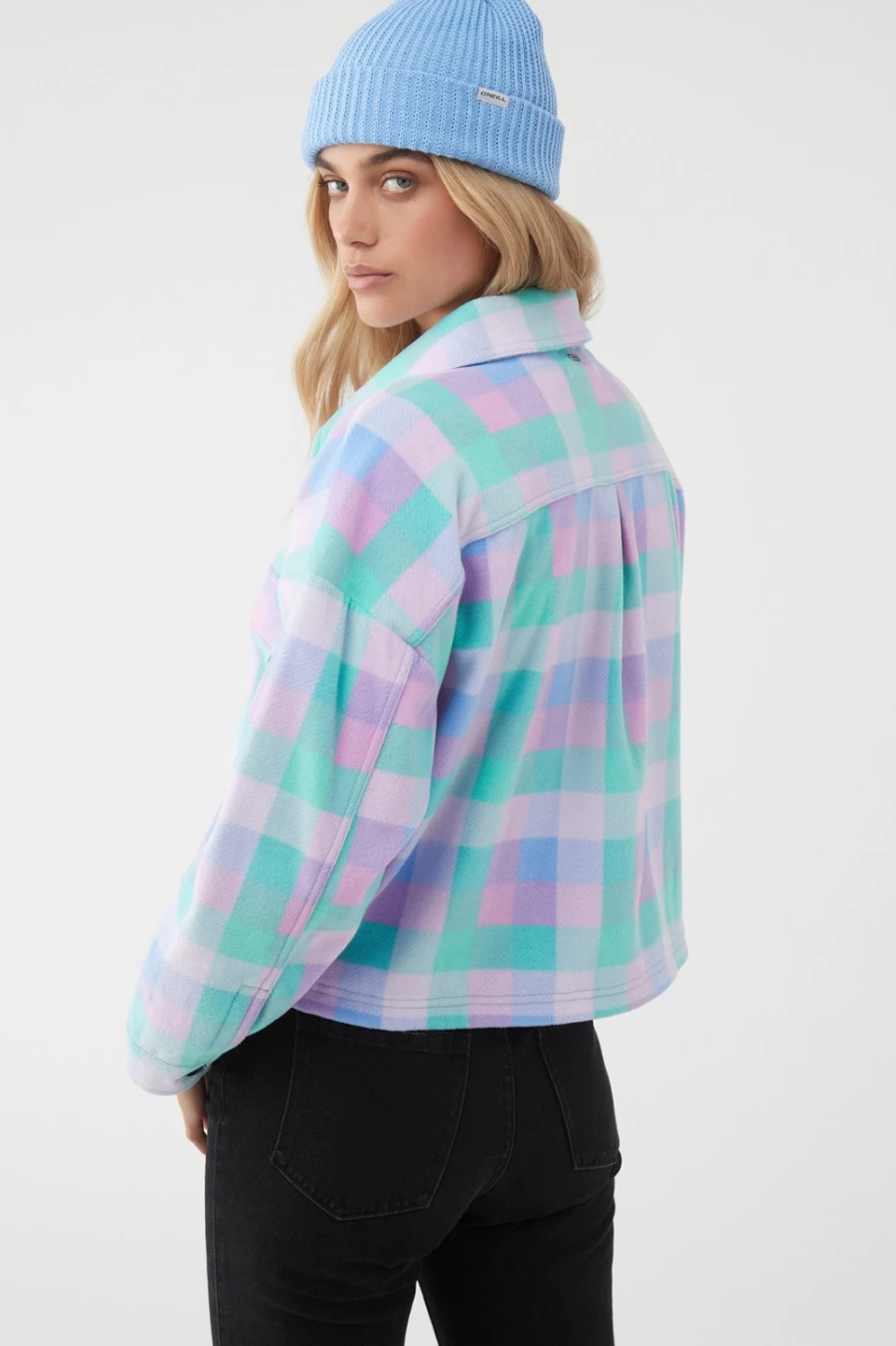 O'Neill Women's Colleen Crop Superfleece Jacket in Caribbean Blue