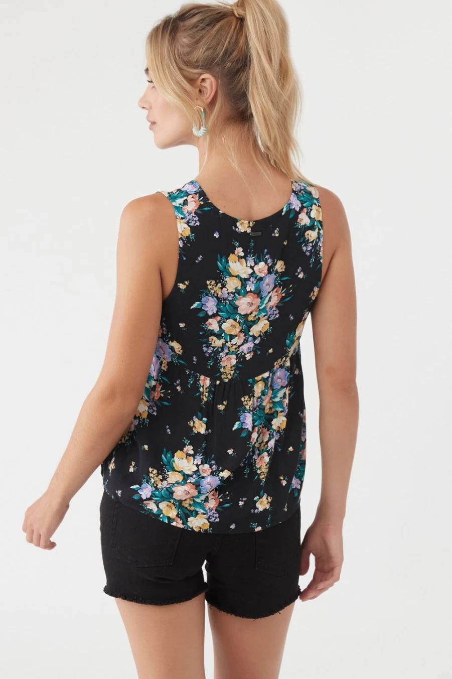 O'Neill Women's Black Chrystie Floral Print Top