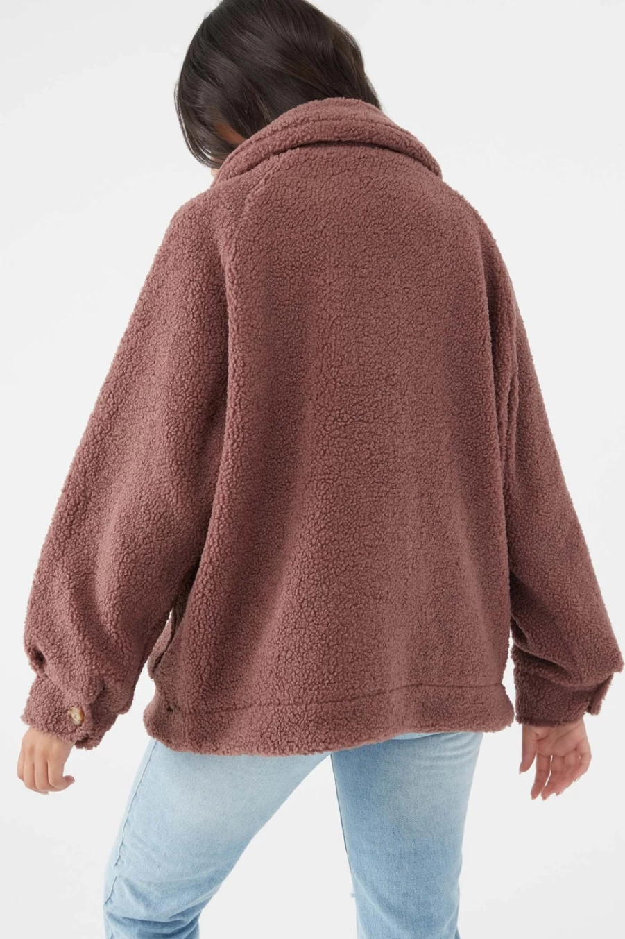 O'Neill Women's Makenna Solid Pile Fleece Jacket in Dusty Mauve