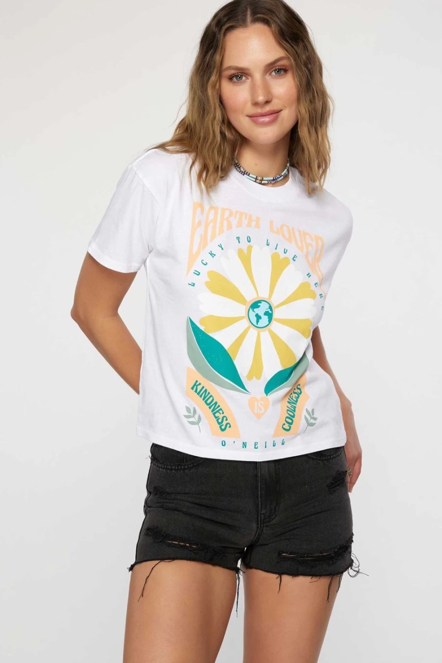 O'Neill Women's Earth Lover Tee - White Eco-Friendly T-Shirt